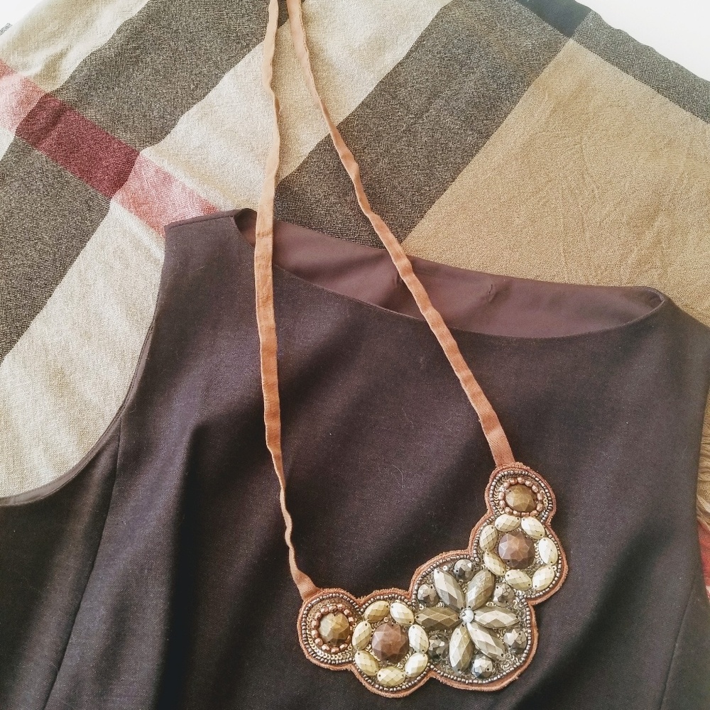 Brown and Gold Collar Necklace